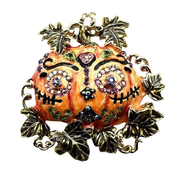 Kirks Folly Womens Crystal Magnetic Enhancer Pendant Pumpkin Fall - Picture 1 of 3
